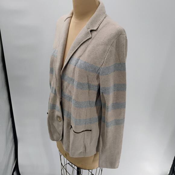 Talbots Beige and Gray Striped Cardigan - Picture 14 of 14